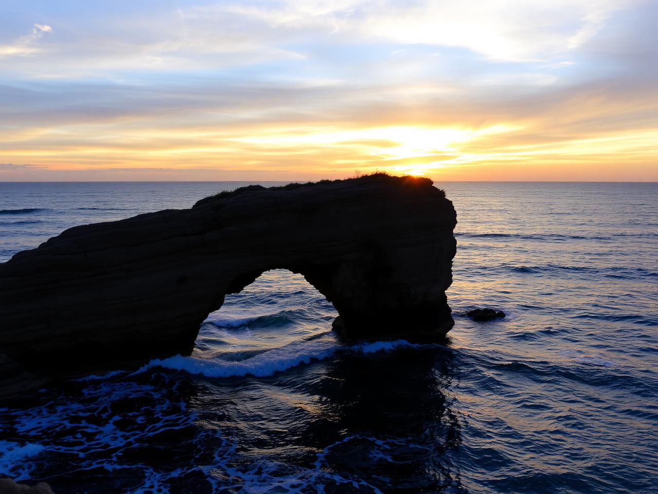 Pedra Furada em Jericoacoara ao pôr do sol